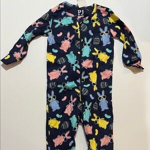 Place Navy One-Piece Footie with Pastel Bunny Print